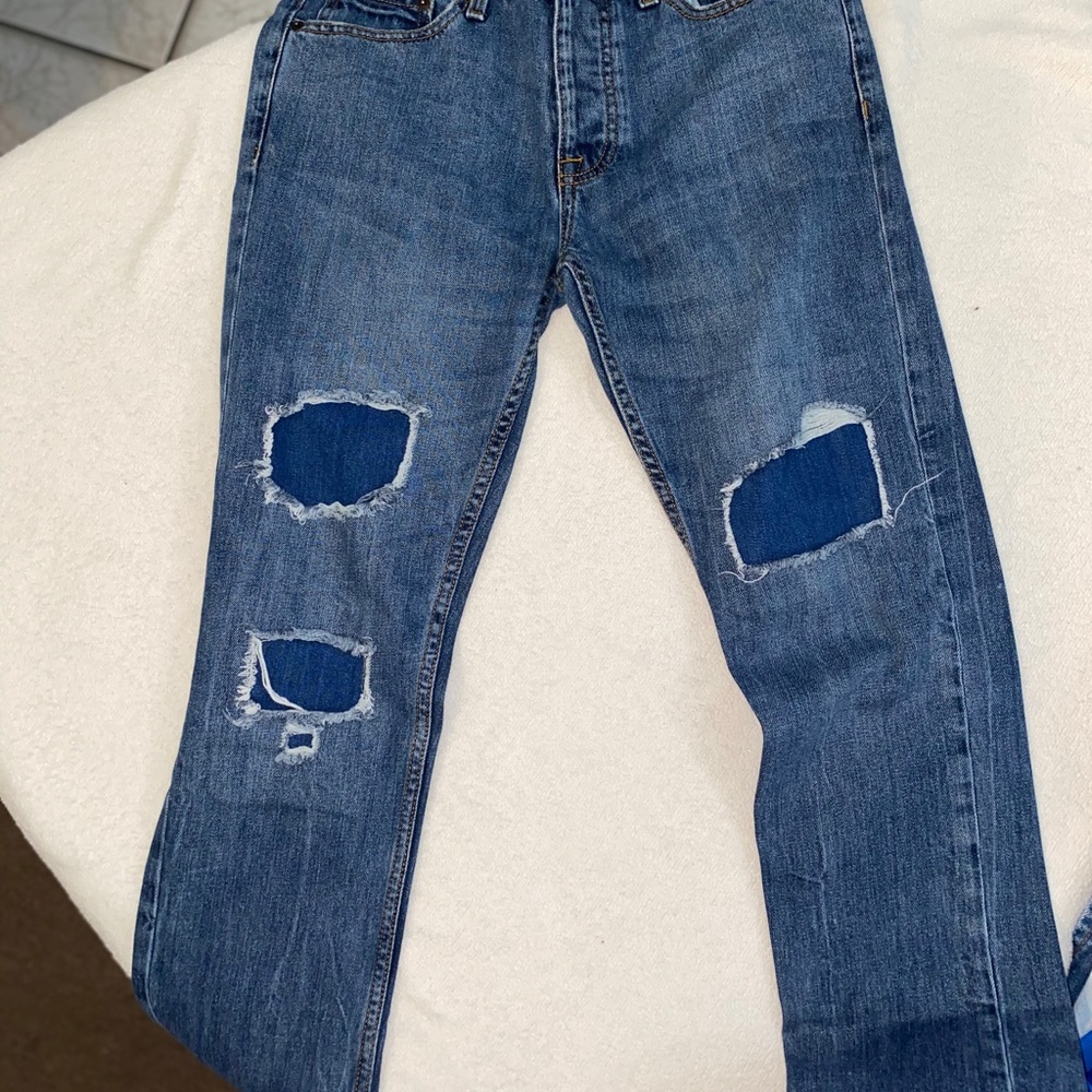 Blue Denim Jeans w/ Patches